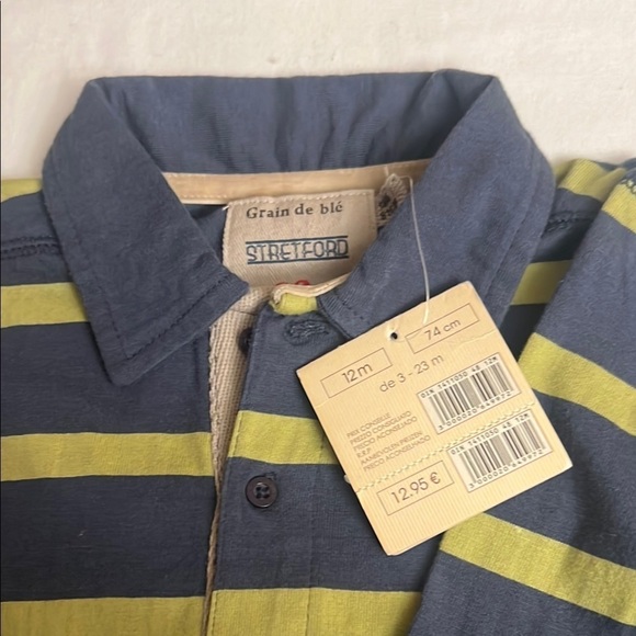 Blue and Yellow Striped Button Down Shirt with Long Sleeves - Picture 3 of 8